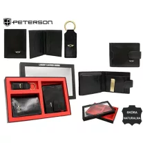   Peterson férfi pénztárca ajándékszett PTN SET3-N78L-VT – fekete