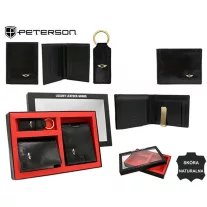   Peterson férfi pénztárca ajándékszett PTN SET3-N78-VT – fekete