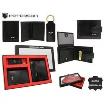   Peterson férfi pénztárca ajándékszett PTN SET3-N79L-VT – fekete