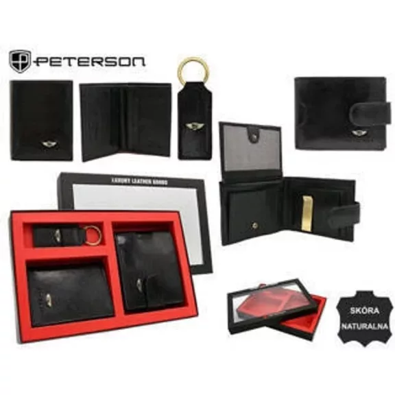 Peterson férfi pénztárca ajándékszett PTN SET3-N79L-VT – fekete Peterson férfi pénztárca ajándékszett PTN SET3-N79L-VT – fekete