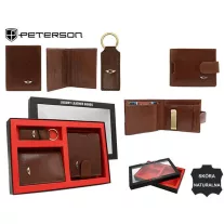   Peterson férfi pénztárca ajándékszett PTN SET3-N79L-VT – barna