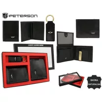   Peterson férfi pénztárca ajándékszett PTN SET3-N79-VT – fekete