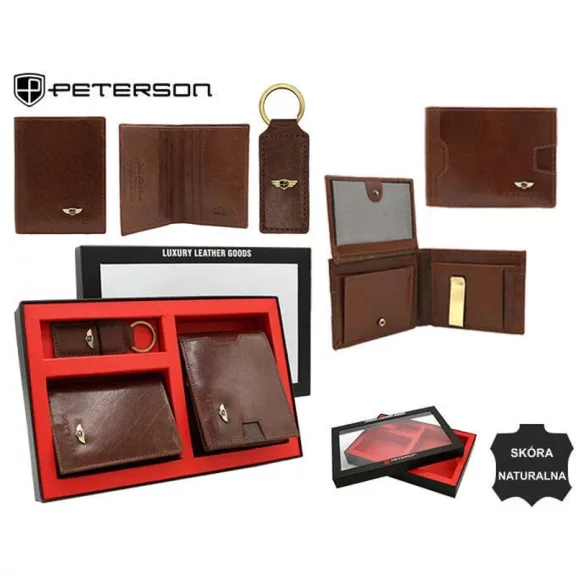 Peterson férfi pénztárca ajándékszett PTN SET3-N79-VT – barna Peterson férfi pénztárca ajándékszett PTN SET3-N79-VT – barna