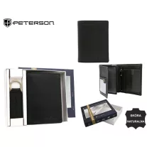   Peterson férfi pénztárca ajándékszett PTN SET-M-1542-D – fekete
