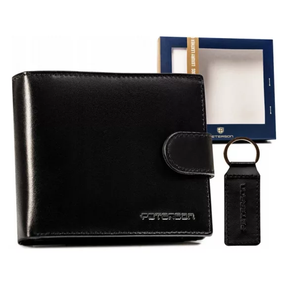 Peterson Férfi Bőr Pénztárca Szett + Kulcstartóval Set-M-N992L-Kcs-1657 Black Peterson Férfi Bőr Pénztárca Szett + Kulcstartóval Set-M-N992L-Kcs-1657 Black