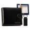 Peterson Férfi Bőr Pénztárca Szett + Kulcstartóval Set-M-N992L-Kcs-1657 Black