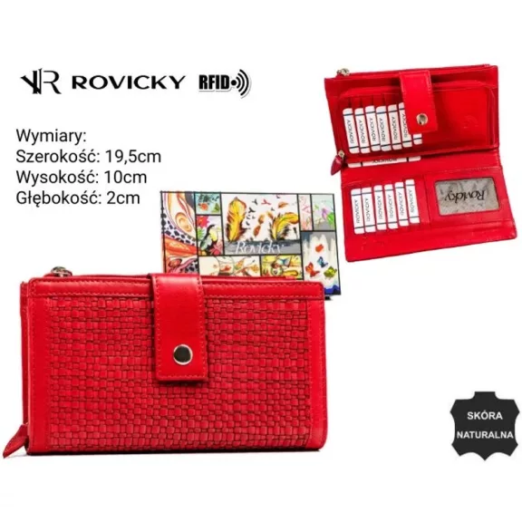 Rovicky női bőr pénztárca R-861-DDW – piros Rovicky női bőr pénztárca R-861-DDW – piros