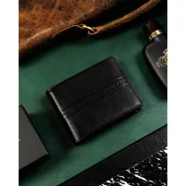 Férfi Bőr Pénztárca R-N992-Gat-8946 Black+Black