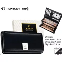   Rovicky női bőr és műbőr pénztárca RPX-20A-4 – fekete