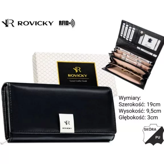 Rovicky női bőr és műbőr pénztárca RPX-20A-4 – fekete Rovicky női bőr és műbőr pénztárca RPX-20A-4 – fekete