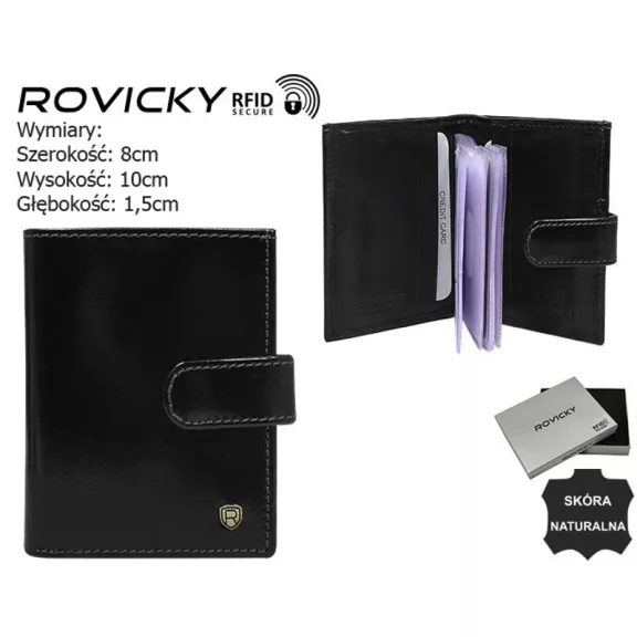 Rovicky férfi bőr pénztárca TW-04-RVT – fekete Rovicky férfi bőr pénztárca TW-04-RVT – fekete