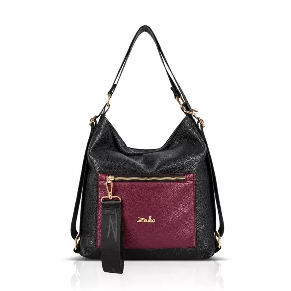 Zellia Női Válltáska/Hátizsákká Alakítható Zlb348 Fekete-Bordó Zellia Női Válltáska/Hátizsákká Alakítható Zlb348 Fekete-Bordó