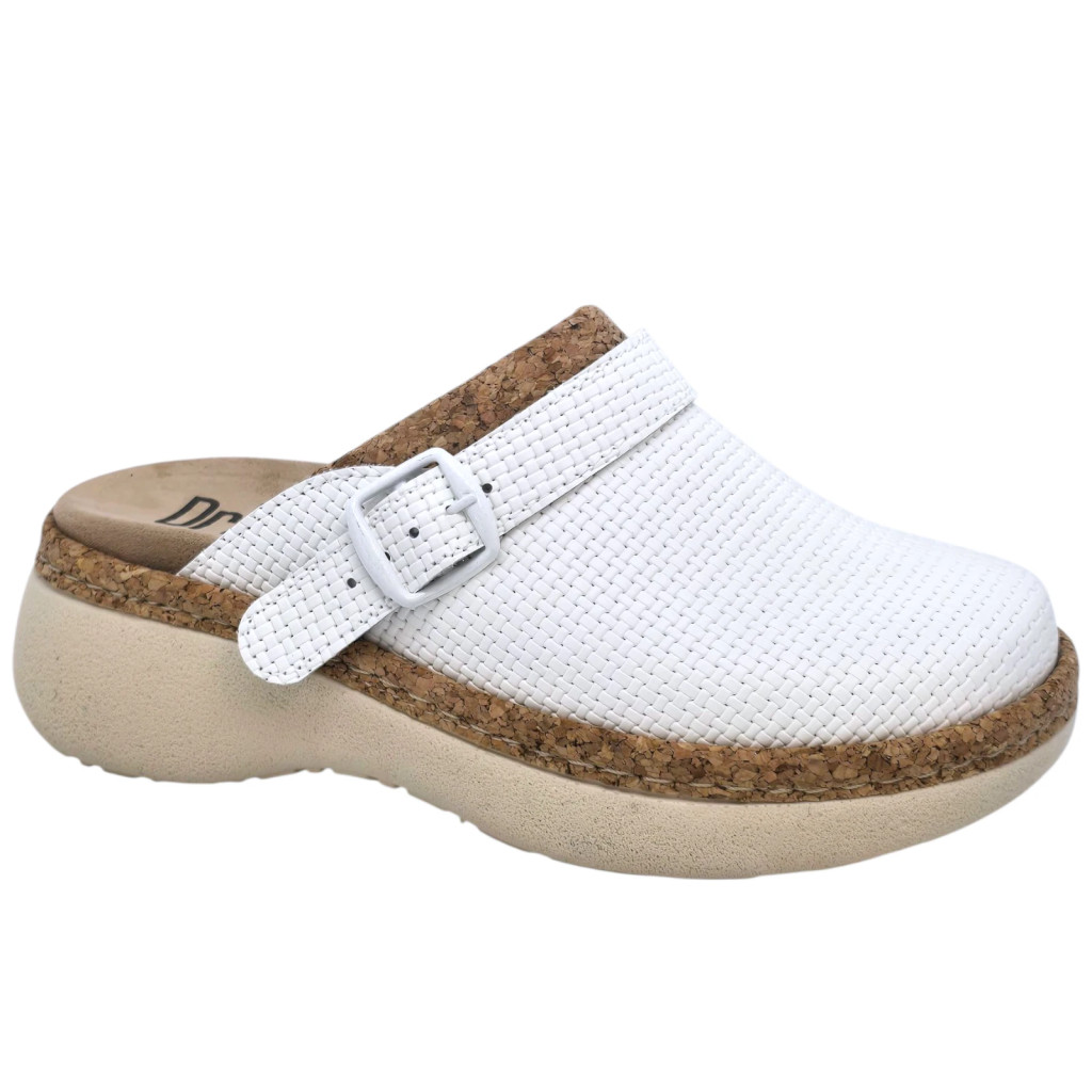 21200 -as női Dr Feet bőr papucs - feher